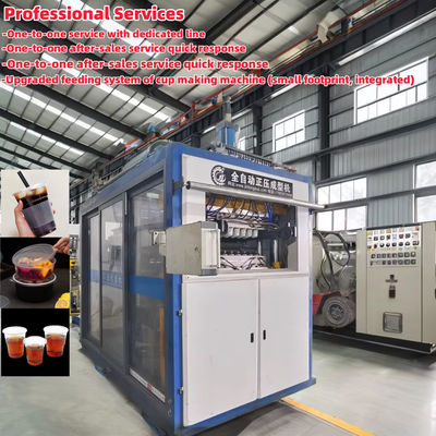 Volledig geautomatiseerde wegwerpmachine voor het maken van plastic bekers 750*430mm Vormingsgebied voor PP/PS/PET-materiaal